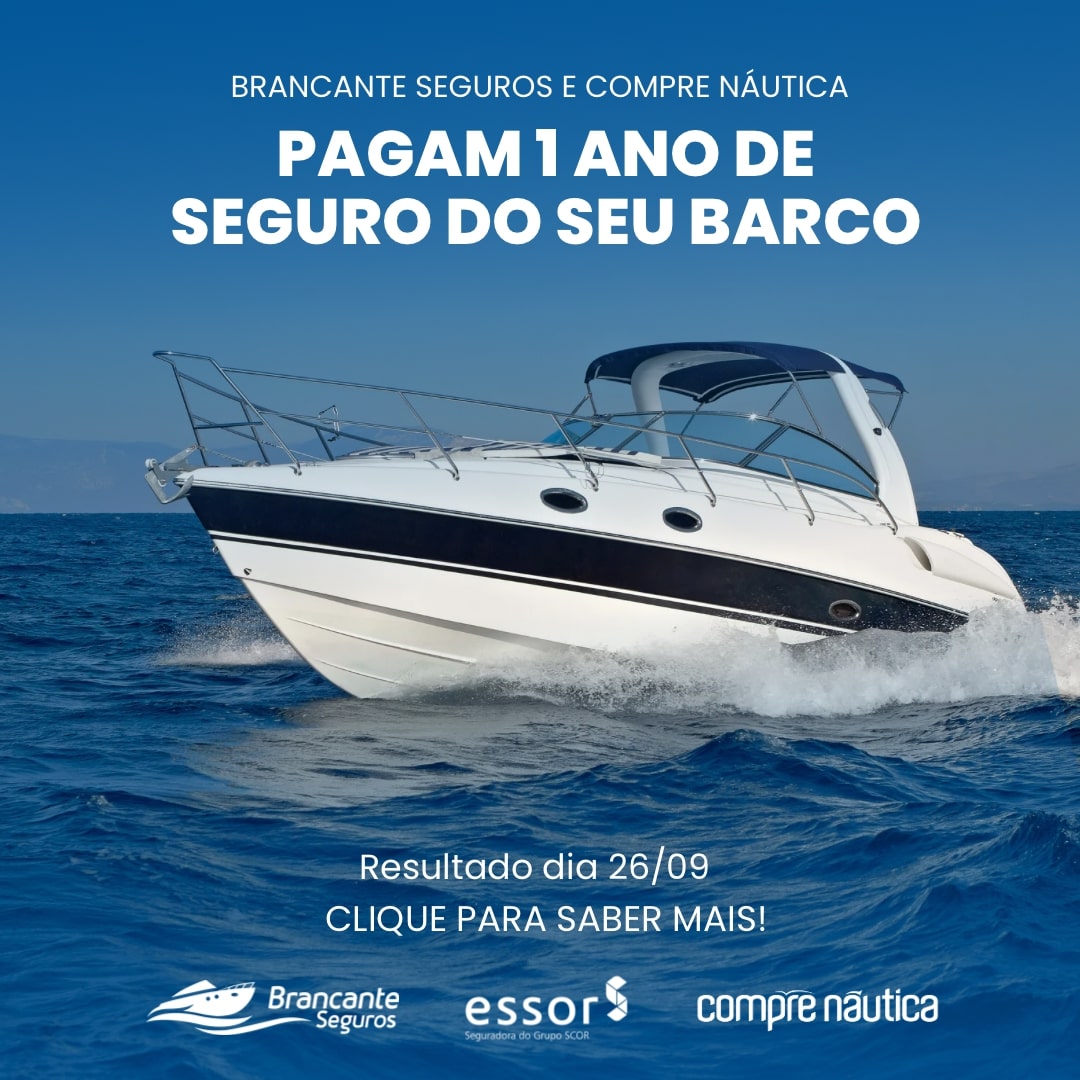 Brancante Seguros e Compre Náutica anunciam sorteio: ganhador recebe 1 ano de seguro para seu barco